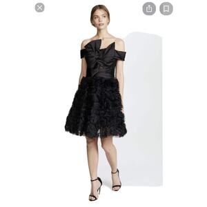 marchesa notte strappless textured cocktail dress, black, size 10, new With Tags